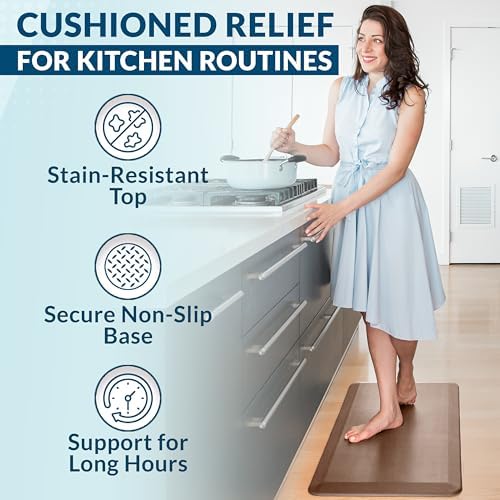 ComfiLife Anti Fatigue Floor Mat – 3/4 Inch Thick Kitchen Mats for Floor, Standing Desk Mat, Kitchen Rug – Comfort at Home, Office – Durable – Stain Resistant – Non-Slip Bottom (20" x 32", Beige) - Image 6