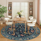 DUKINO 6ft Round Rug for Bedroom, WashableNon Slip Circle Rug, Navy Blue - Image 6