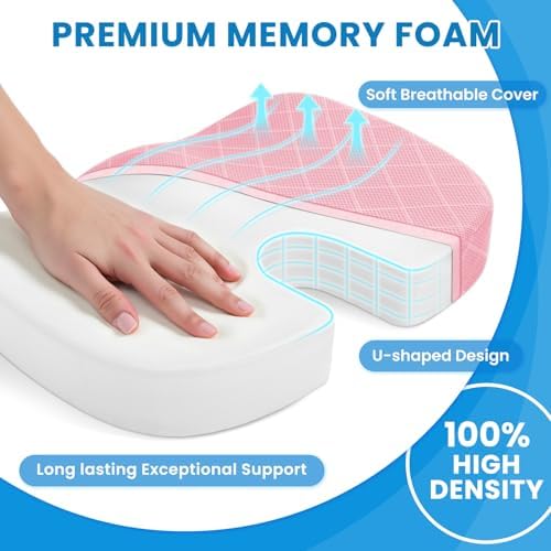 TushGuard Seat Cushion, Memory Foam Office Chair Cushion - Pink, Large - Image 3