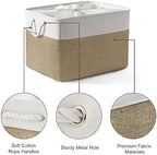 TheWarmHome Organization Basket - 20x16x14 inch Jumbo 3 Pack Collapsible Storage Bins for Shelves, Fabric Storage Cubes for Closet Organizer Gift Toy (White & Khaki) - Image 6
