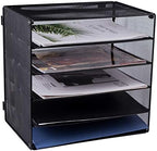EASEPRES 5 Slot Mesh Desk Organizer Tray, File Paper Letter Folder Holder Desktop Paper Sorter Mail Organization Rack Storage Accessories, for Office Home School Classroom, Black, 2 Pack - Image 2