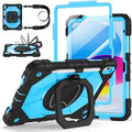 Case for iPad (A16) 11th/10th Generation 11/10.9 Inch 2025/2022, Ubearkk for iPad a16 case with Screen Protector, 360 Degree Rotating Stand Shoulder Strap Pencil Holder,Black Blue by Ubearkk