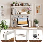 Tangkula Desktop Bookshelf, Multipurpose 2-Tier Desk Hutch with Pegboard, Industrial Countertop Storage Organizer Rack for up to 32" Computer Monitor, Hutch for Dorm Home Office (Natural) - Image 7