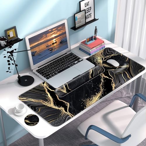Desk Mat Set Keyboard and Mouse Pad with Wrist Rest Support - Image 4