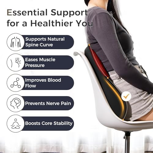 Coverado Lumbar Support Pillow for Car, Ergonomic Memory Foam Back Pillow for Office Chair, Back Cushion for Back Pain Relief, PU Leather Car Lumbar Support for Driving Seat - Image 3