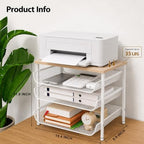 4-Tier Printer Stand with Storage for Desk, Wood Top, White - Image 5