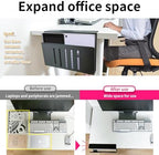 Desk Side Storage, Under Desk Storage, No Drill Steel Hanging Desk Organizer, Laptop Holder, Table Hanging Storages Holder for Office & Home (Black) - Image 4
