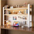 Desk Shelf - Includes a Pegboard and a Free 31-Piece Storage Accessory Set, Desk Hutch, Adjustable Hutch for Home Office Dorm (3-Tier White Frame + Natural Wood Board 61×9.8×36.6") by Unknown