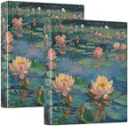 JIPONI 3 Ring Binder Lotus Monet 1 Inch Round Binders for Men Women Students, Cute File Organizer for Office Home School by JIPONI