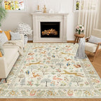 DUKINO 9x12 Area Rug for Living Room, Washable Animal Rug Non Slip, Beige by DUKINO