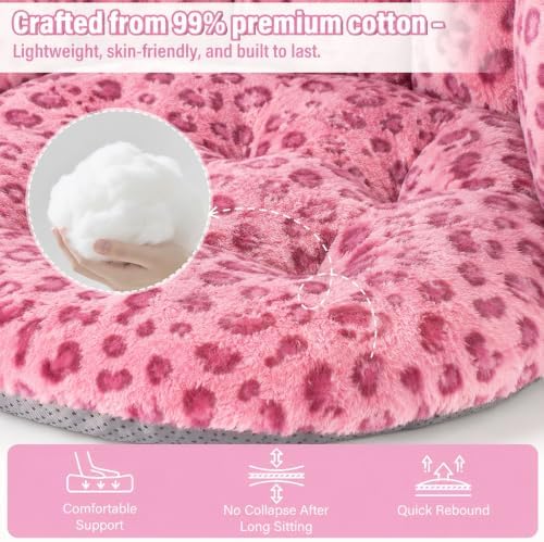 DOBUONO Comfy Office Chair Cushion: 17.5" L x 17.5" W x 18" H Cute Seat Cushion Kawaii Cushion for Gaming Chair with Backrest Non-Slip Floor Seating for Adults and Pets Pink Stuff for Room Decor - Image 5