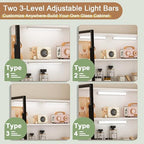 43.3" White L Shaped Office Desk with Glass Cabinets and Drawers - Image 6