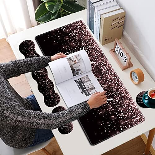 Large Gaming Mouse Pad, Keyboard Wrist Rest + Mouse Wrist Pad + Coaster Combination Set, Memory Sponge Non-Slip Base. Suitable for Office and Home, She Believed She Could So She Did - Image 7