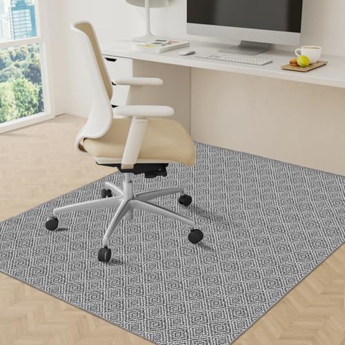 KMAT Office Chair Mat, 46x60in Heavy Duty Hardwood/Tile Floor Protector, Floor Mat Computer Desk Mat for Rolling Chairs, Work, Study, Office, Grey by KMAT