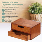 Double Drawer Desktop Storage Organizer in a Modern Wood Design (9.8”x6.9”x 5.1”) 2-Drawer Stackable Drawer Unit - Wood Monitor Riser (1-Pack) - Image 5