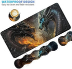 4Pcs Memory Foam Keyboard Wrist Rest Desk Mat Set, Flame Dragon - Image 4