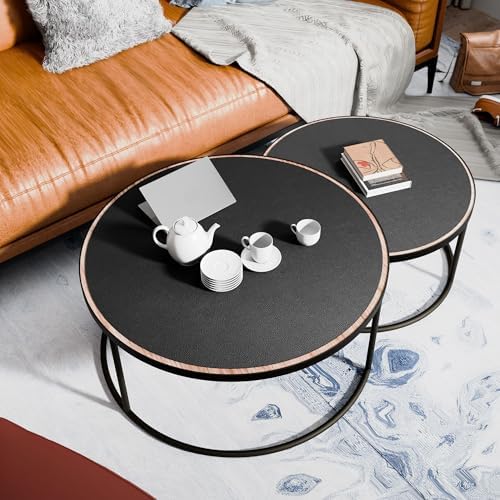MAIDERN 30 Inch Round Cork & Leather Placemats, Cuttable Size (24-30 Inch), Trimmable Dining Table Mat, Heat Resistant/Non-Slip Table Cover for Kitchen, Office, or Restauran (Black) - Image 5