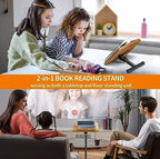 NAMON 2-in-1 Dual-use Floor & Desktop Book Stand, 100% Solid Wood, Height Adjustable from 16.5" to 51", Floor Reading Stand with Page Clip for Cookbooks, Sheet Music, Projector (with a T-Shaped) - Image 2