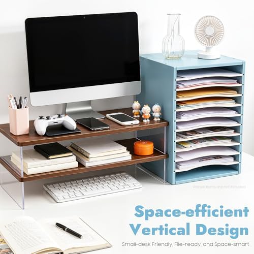 Mail Sorter Organizer, 11 Compartments Mailbox for Classroom, Desktop File Organizer with Adjustable Shelves, For Office Home Classroom, PVC, Blue - Image 3