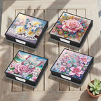 4PCS Diamond Art Painting PU Notecard Box DIY Craft Sticky Note Box with 160 Sheets of Paper Sticky Note Holder for Living Room Home Office Decoration for Adults Beginners Desk Organiser(Butterfly) - Image 3