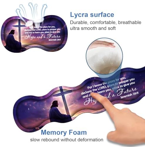 Ergonomic Memory Foam Mouse Pad Wrist Rest Set,Large Gaming Desk Pad + Keyboard Wrist Rest + Mouse Wrist Cushion + Coaster for Home Office Study Gaming,Christian Cross Quote Bible Verse Jeremiah 29:11 - Image 6