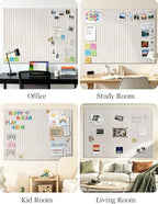 Felt Bulletin Board Tiles 48" x 36", Large Pin Board Wall Organizer Alternative, Self Adhesive Felt Wall Panels with 50 Push Pins & Storage Pouch for Office, Bedroom and Study Room, Oatmeal - Image 6