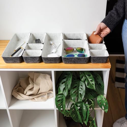 Three by Three Seattle Felt·Like·It! Felt Bins for Office, Crafts, Classroom, Living Room, Bedroom (Cream/Charcoal, 10) - Image 4
