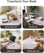 Aothia Faux Leather Desk Mat - Large Mouse Pad, Non-Slip PU Leather Blotter, Waterproof Writing Surface for Office and Home (Soft Lavender, 63" x 17") - Image 6