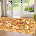 DUKINO 2x4 Entryway Rug, Floral Washable Kitchen Rugs Non Slip, Orange by DUKINO