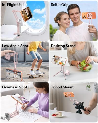 OMOTON TP02-Pro Magnetic Phone Holder for Vlogging, Content Creator Essentials with 1/4" Screw, Arca (7-Pink) - Image 5