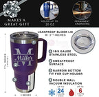 The Wedding Party Store Custom Personalized 20 oz Stainless Steel Powder Coated Vacuum Insulated Double Walled Travel Tumbler Coffee Mug with Handle and Lid (Purple) - Image 3