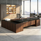 Executive Desk, L Shaped Executive Office Desk with Locking Drawer & File Cabinet, 1'' Thick Desktop, Large Office Desk with Storage, Modern Executive Computer Workstation for Home Office & Business by Unknown