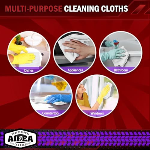 AIDEA Microfiber Cleaning Cloth White, 400PK, Shop Towels 12×12" - Image 7