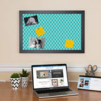PinPix 28x24 inch Cork Bulletin Board. This Decorative Framed Pin Board Comes with Diamond Pattern in Neon Blue Design and Satin Black. Ideal for Home, Office Decor or School (PinPix-350) - Image 3