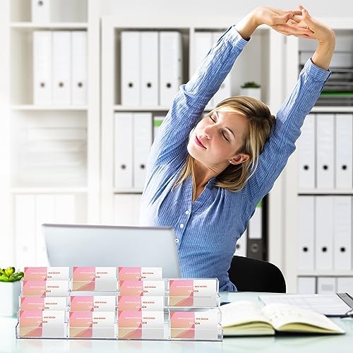 Hoteam Acrylic Business Card Holder for Desk Multiple 16 Slot 4 Tier Large Business Card Organizer Display Rack Clear Plastic Holder Stand for Home(2 Pcs) - Image 5