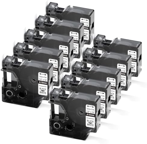 10 Pack Compatible with Dymo Rhino 18444 Label Tape Permanent Vinyl by Wonfoucs