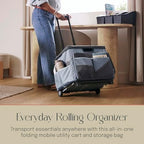 Folding Mobile Utility Cart, Canvas Organizer Bag, Black/Grey - Image 3