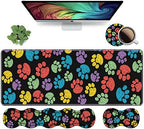 Ergonomic Keyboard Wrist Rest & Mouse Pad Wrist Rest Set,Large XXL Gaming Mousepad 31.5"x 11.8",Memory Foam,Easy Typing Pain Relief,Multifunctional Desk Mat for Office & Home,Colorful Dog Paw Print by Unknown