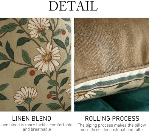 ISAENNE Designer Linen Square Throw Pillow Cover,Set of 2,18"x18"-Brune A - Image 4