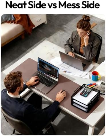 YSAGi Leather Desk Protector, Office Mat, Large Mouse Mat, Non-Slip PU Leather Blotter, Laptop Desk Mat, Waterproof Writing Pad for Office and Home(Chocolate, 63" x 17.2") - Image 6