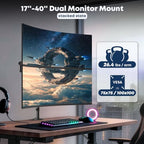 Dual Monitor Mount for 17-40'', Holds up to 26.4 lbs/arm - Image 2