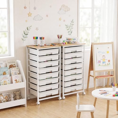 LEHOM Rolling Storage Cart with 8 Drawers, Utility Cart on Lockable Wheels - Image 5