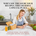 Wooden Recipe Box with 50 Recipe Cards & Dividers, 4x6 Card Holder, Bamboo - Image 6