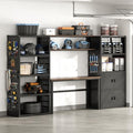 FLEXIMOUNTS 117"L Modular Garage Storage Cabinet with Workbench, Black by FLEXIMOUNTS