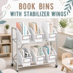 gisgfim 6 Pcs Non-Tip Book Bins with Stabilizer Wings (White) - Image 4