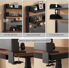31.4in Clamp on Desk Shelf with Pegboard, Black Desktop Bookshelf Organizer - Image 6