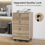 VINGLI 3-Drawer File Cabinet with Lock, Wood Rolling Filing Cabinets for Home Office, Mobile Printer Stand, Under Desk File Organizer for Letter Sized Files, 26" H(Caster Included), Oak - Image 6
