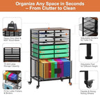 EasyPAG Rolling Cart with Storage Drawer, Under Desk Filling Cabinet with Mail Sorter, Pull Out Hanging File Rack for Letter Size Folders, Mobile Utility Craft Cart for Home Office, Black - Image 4