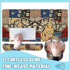 Skull Butterfly Desk Mat Set Vintage Patchwork Large Mouse Pad with Wrist Rest 4in1 Desk Mat for Desktop Ergonomic Computer Desk Arm Wrist Anti-Slip Computer Ergonomic Mouse Pad Home Office Gaming - Image 4