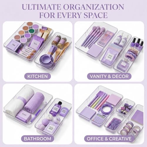 16 Pcs Extendable Clear Drawer Organizer|2-Size Expandable Drawer Dividers - Image 3